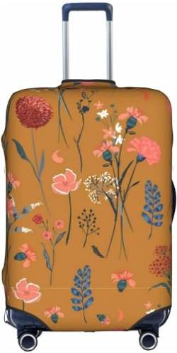 Aotmany Spring Wild Flower and Herbs Brown Travel Luggage Cover Fits 18-32 Inch Luggage, Elastic Suitcase Cover Protector with Concealed Zipper for Wheeled Suitcase TSA Approved, Siehe Abbildung, L von Aotmany