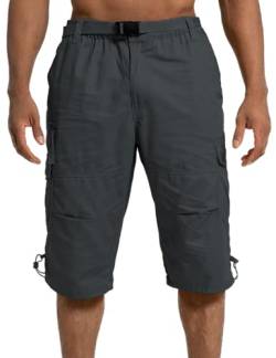 Aotoyou Cargo Shorts 3/4 Hose Herren Sommer Kurze Hosen Elastische Taille inkl. Gürtel aus Baumwolle Freizeithose von Aotoyou