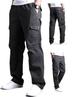 Aotoyou Cargohose für Herren, mit Taschen, Arbeitshose, große Größe, elastisch, grau, 5X-Large von Aotoyou