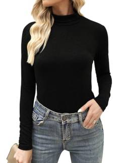 Aottori Oberteile Damen Rollkragen Unterhemd Thermo Winter Rollkragenpullover Langarm Langarmshirt Warm Elegant Thermounterwäsche Leicht Slim Fit Basic Tops Schwarz L von Aottori