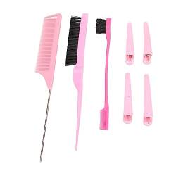 Borsten-Haarbürste, rosa Haar-Styling-Kamm-Set, hohe Zähigkeit, vielseitig einsetzbar, praktisch für Damen, Herren, Kinder, für Friseur von Aoutecen