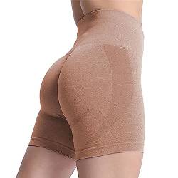 Aoxjox Contour Nahtlose Shorts für Damen, hohe Taille, Workout-Shorts, Fitnessstudio, Biker-Shorts, Booty, Laufen, Yoga, Shorts, 12,7 cm, Biber meliert, Klein von Aoxjox