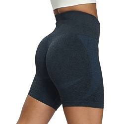 Aoxjox Contour Seamless Shorts für Damen, hohe Taille, Workout-Shorts, Fitnessstudio, Biker-Shorts, Booty, Laufen, Yoga-Shorts, 12,7 cm, Ein marineblaues Marl, Klein von Aoxjox