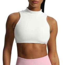 Aoxjox Damen Kim Cutout High Neck Tank Top Workout Sport BHs Fitness Gepolstert Training Gym BH Yoga Crop, Weiss/opulenter Garten, Large von Aoxjox