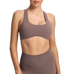 Aoxjox Damen Workout Sport BH Fitness rückenfrei Gepolstert Define Sculpt Racerback BH Yoga Crop Tank Top, Fudge Coffee, small von Aoxjox