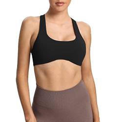 Aoxjox Damen Workout Sport BH Fitness rückenfrei Gepolstert Define Sculpt Racerback BH Yoga Crop Tank Top, schwarz, X-Small von Aoxjox