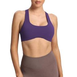 Aoxjox Damen Workout Sport BHs Fitness Rückenfrei Gepolstert Definieren Sculpt Racerback BH Yoga Crop Tank Top, Maulbeerviolett, Medium von Aoxjox