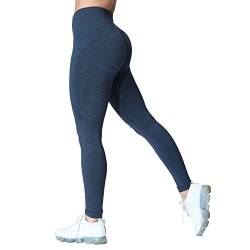 Aoxjox Nahtlose Workout-Leggings für Frauen, lächelnde, konturierte Po, Lifting hohe Taille, Fitnessstudio, Yogahose, Strumpfhose, B Navy Marl, S von Aoxjox
