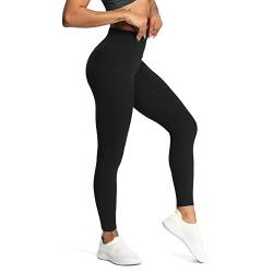 Aoxjox Workout-Leggings mit hoher Taille, für Damen, Bauchkontrolle, butterweich, Yoga-V-Hose, 66 cm, Schwarz, M von Aoxjox