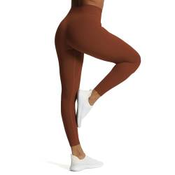 Aoxjox Workout-Leggings mit hoher Taille für Damen, Bauchkontrolle, butterweich, Yoga, Metamorph, tiefer V-Ausschnitt, 68,6 cm, Cherry Mahogany, S von Aoxjox