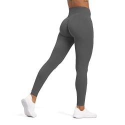 Aoxjox Workout-Leggings mit hoher Taille für Damen, Bauchkontrolle, hohe Taille, Scrunch, butterweich, Scarlett-Yogahose, 68,6 cm, Eisengrau, M von Aoxjox