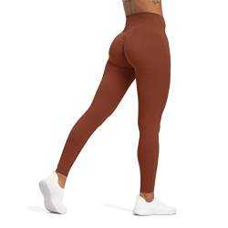 Aoxjox Workout-Leggings mit hoher Taille für Damen, Kompression, Bauchkontrolle, Trinity, butterweich, Yogahose, 66 cm, Cherry Mahogany, X-Klein von Aoxjox