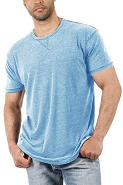 Aoysky Herren Kurzarm T-Shirts Casual Rundhals Tee Shirt Sommer Soft Tops - Blau - Groß von Aoysky