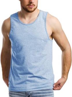 Aoysky Herren Workout Tank Top Rundhals T-Shirt Baumwolle Casual Ärmellos Gym Shirts, himmelblau, X-Groß von Aoysky