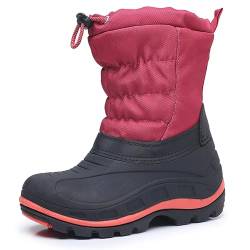 Apakowa Jungen Mädchen Schneestiefel Outdoor Rutschfeste Isolierte wasserdichte Winter Schneestiefel (Farbe : SchwarzBurgunder, Größe : 28) von Apakowa