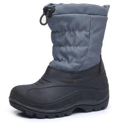 Apakowa Jungen Mädchen Schneestiefel Outdoor Rutschfeste Isolierte wasserdichte Winter Schneestiefel (Farbe : Schwarzgrau, Größe : 30) von Apakowa