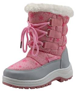Apakowa Winterstiefel Jungen Schneestiefel Mädchen Warm Winterschuhe für Reißverschluss Herbst Winter Outdoor (Color : Pink, Size : 32 EU) von Apakowa