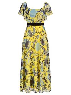 ApartFashion Damen Chiffonkleid Kleid, Gelb-multicolor, 40 EU von ApartFashion