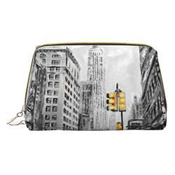 Kleine Make-up-Tasche für Billard, Reise-Kosmetiktasche, Make-up-Tasche, PU-Leder, tragbar, vielseitig, Reißverschluss, Make-up-Tasche für Damen und Mädchen, Love from New York, Einheitsgröße, von Apbdffjnf