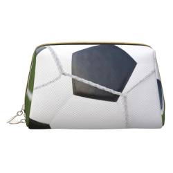 Kleine Make-up-Tasche für Hunde, Reise-Kosmetiktasche, Make-up-Tasche, PU-Leder, tragbar, vielseitig, mit Reißverschluss, Make-up-Tasche für Damen und Mädchen, Fußballball, Einheitsgröße, von Apbdffjnf