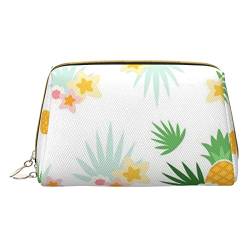 Kleine Make-up-Tasche mit Hahn, Reise-Kosmetiktasche, Make-up-Tasche, PU-Leder, tragbar, vielseitig, mit Reißverschluss, Make-up-Tasche für Damen und Mädchen, Flamingos und Ananas, Einheitsgröße, von Apbdffjnf