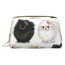 Kleine Make-up-Tasche mit Pomeranian-Muster, Reise-Kosmetiktasche, Make-up-Tasche, PU-Leder, tragbar, vielseitig, Reißverschluss, Make-up-Tasche für Damen und Mädchen von Apbdffjnf