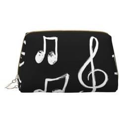 Kleine Make-up-Tasche mit braunen Streifen, Reise-Kosmetiktasche, Make-up-Tasche, PU-Leder, tragbar, vielseitig, Reißverschluss, Make-up-Tasche für Damen und Mädchen, Musiknotizen, Einheitsgröße, von Apbdffjnf