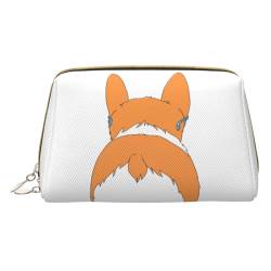 Make-up-Tasche, Reise-Kosmetiktasche, PU-Leder, tragbar, vielseitig, Reißverschluss, Schwarz / Grau / Weiß, Funny Corgi Butt Brown, Einheitsgröße, Kosmetikkoffer von Apbdffjnf