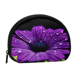 Mini-Münzgeldbörse für Damen, mit Reißverschluss, für den täglichen Gebrauch und als Geschenk, Violette Gänseblümchen, Einheitsgröße, Münztasche von Apbdffjnf