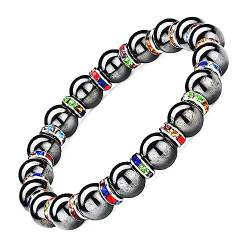 Apocalyptic-K Magnetisches Hämatit-Armband für Damen，8mm，Magnetarmband mit Strasssteinen,Antistatisch， (Farbe Strasssteinen,8MM) von Apocalyptic-K
