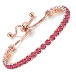 Tennisarmband Sparkle Zirkonia Verstellbares Armband Damenarmband Geschenk für festliche Tage (4MM, Rosenrot Zirkonia，Roségold) von Apocalyptic-K