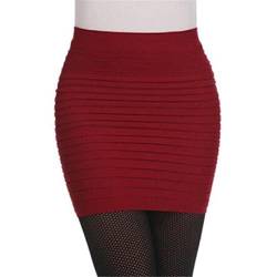 Frauen Sommer Mini Strickrock hohe Taille Plissierte Lady Röcke Solid Conbon Farbe Elastische Meerjungfrau Stricken gerippte Röcke Mini Hip Rock Frauen Strickrock Frauen plisdern Rock kurz von Apooke