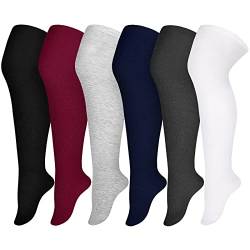 Apoway 6 Paar Übergröße Oberschenkelhohe Socken Warm Oberschenkel Hohe Strümpfe Overknee-Socken für Damen, L-XXL, Large von Apoway