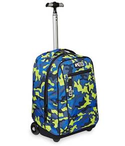 Appack Trolley, 2 in 1, Schulranzen mit Rollen, Rucksack mit Trolleyfunktion für Kinder, ab 1. Klasse, für Schule, Reisen, Mädchen&Jungen; blau/grün von Appack