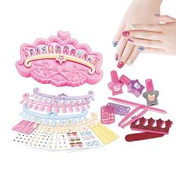 Appoo Nagelkunst-Set für Kinder - Nail Art Kit Spielzeug für Mädchen Nail DIY Decals - Nagelkunst-Dekorationsset für Kinder, DIY-Nagelflic -Aufkleber, Einkaufstasche, Nagellack-Make-up-Set von Appoo