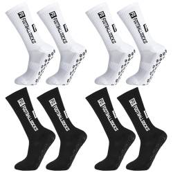 Apricitie 4 Paare Fußball Socken Herren, 38-46 Anti Rutsch Grip Fußballsocken Sportsocken Fussball Socken für Fussball Basketball Laufen von Apricitie