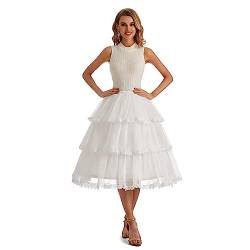 Aprildress Damen Weiß 3 Hoop Petticoat Lolita Rock Kleid Crinoline Unterrock Länge verstellbar PPT630 von Aprildress