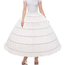 Aprildress Petticoat Unterrock Damen Lang Weiß 6 Reifrock Fluffy Crinoline Underskirt für Brautkleid Ballkleid DE-PPT360 von Aprildress