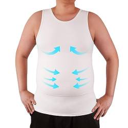 Aptoco Kompressions-Shirts für Männer Body Shaper Abnehmen Unterhemd Tank Top für Gynäkomastie Mann Weste, Weiss/opulenter Garten, XL von Aptoco