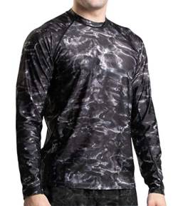 Aqua Design Herren Rashguard Langarm Wassershirt Schwimmshirt für Herren, Schwarzes Wasser, 3XL von Aqua Design