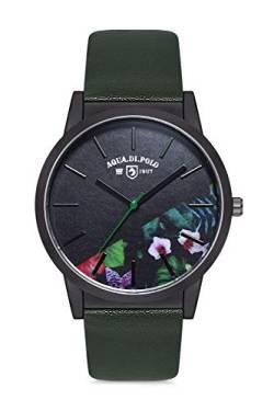 Aqua Di Polo Damen-Armbanduhr mit Blumenmuster, grün, M, Riemen von Aqua Di Polo