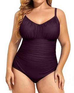 Aqua Eve Plus Size Badeanzug für Frauen Bauchkontrolle Einteiler Badeanzug Vintage Bademode, Violett, 18 Plus von Aqua Eve