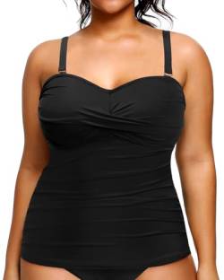 Aqua Eve Tankini-Top in Übergröße, Bandeau-Badeoberteil, trägerlos, Bauchkontrolle, Badeanzug, Oberteil ohne Unterteil, Schwarz, 22 Plus von Aqua Eve