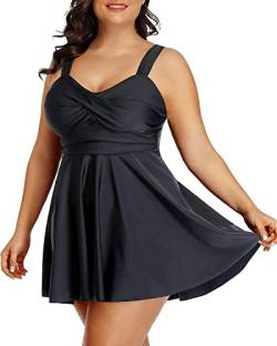 Aqua Eve Tankini Zweiteiliger Damen-Badeanzug mit Shorts - Schwarz - XX-Large von Aqua Eve