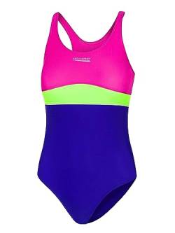 Aqua Speed Badeanzug Schwimmen Mädchen 11/12 Jahre | Sport Schwimmanzug für Kinder mit UV-Schutz | Wettkampf Mädcheneinteiler violett grün rosa | 93 Violet - Green - pink | Emily von Aqua Speed