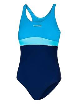 Aqua Speed Badeanzug Wettkampf Mädchen 11/12 Jahre | Schwimmanzug für Kinder | Mädchenbademode blau türkis | UV Swimwear | Sport | 42 Navy - Turquoise - Light Turquise | Emily von Aqua Speed