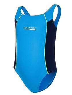 Aqua Speed Badeanzug für Mädchen | Sportbadeanzug | Swimsuits Sport | Mädchenbadeanzug schön | Sportbadeanzug | Schwimmanzug UV | Training | Blue - Navy | Gr. 104 cm | Luna von Aqua Speed