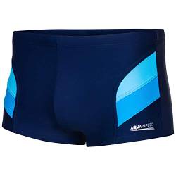 Aqua Speed Badehose Herren | Swimwear Men I Schwimmhosen eng kurz für Männer | Badepants I Swim Pants I Kastenbadehose mit UV-Schutz | Trunks I Aron, Gr. 5XL, Marineblau/Hellblau/Blau von Aqua Speed