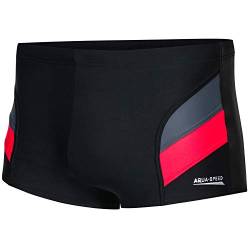 Aqua Speed Badehosen eng für Herren + gratis eBook | Schwimmhose Männer | Trainings Swimwear Men | Kastenbadehose | Aron, Gr. 4XL, Schwarz Grau Rot von Aqua Speed