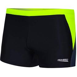 Aqua Speed Badehosen kurz für Herren + gratis eBook | Moderne Schwimmhose Männer | UV Kastenbadehose | Dario, Gr. XXL, 138 Black Grey Fluo Yellow von Aqua Speed